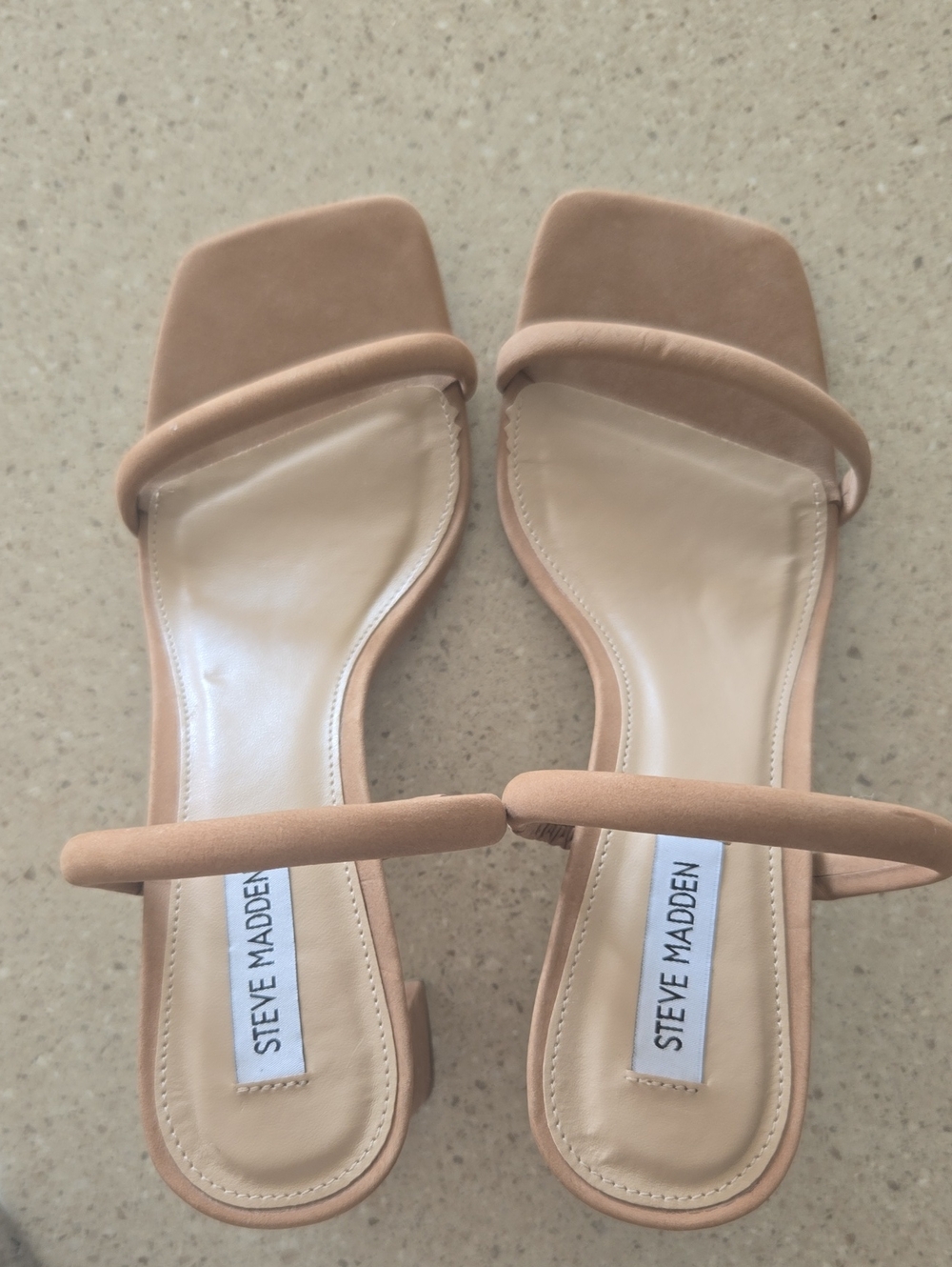 Steve Madden Beige Double-Strap Square Toe Sandals
